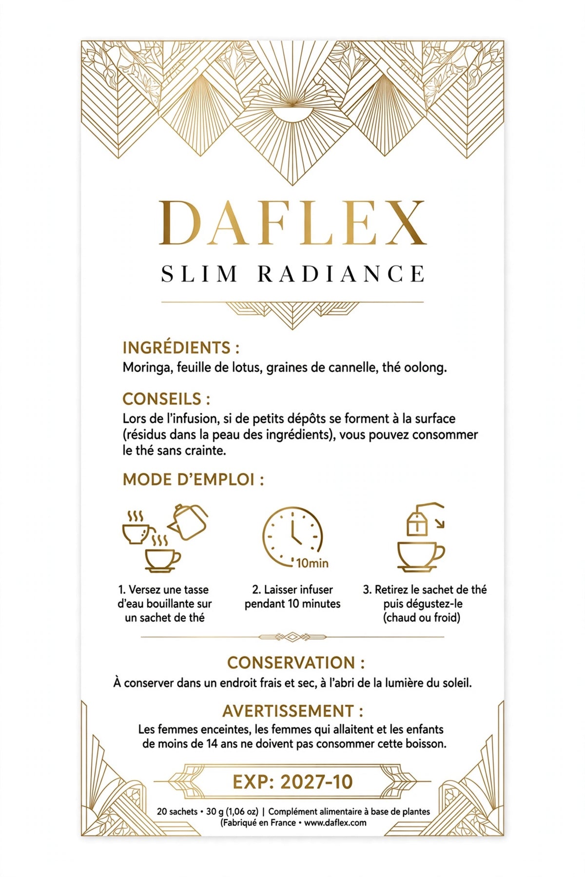 Kit Daflexslim Routine confort Abdominal- Thé détox 28 jours + 60 gélules Légèreté cure 28 jours