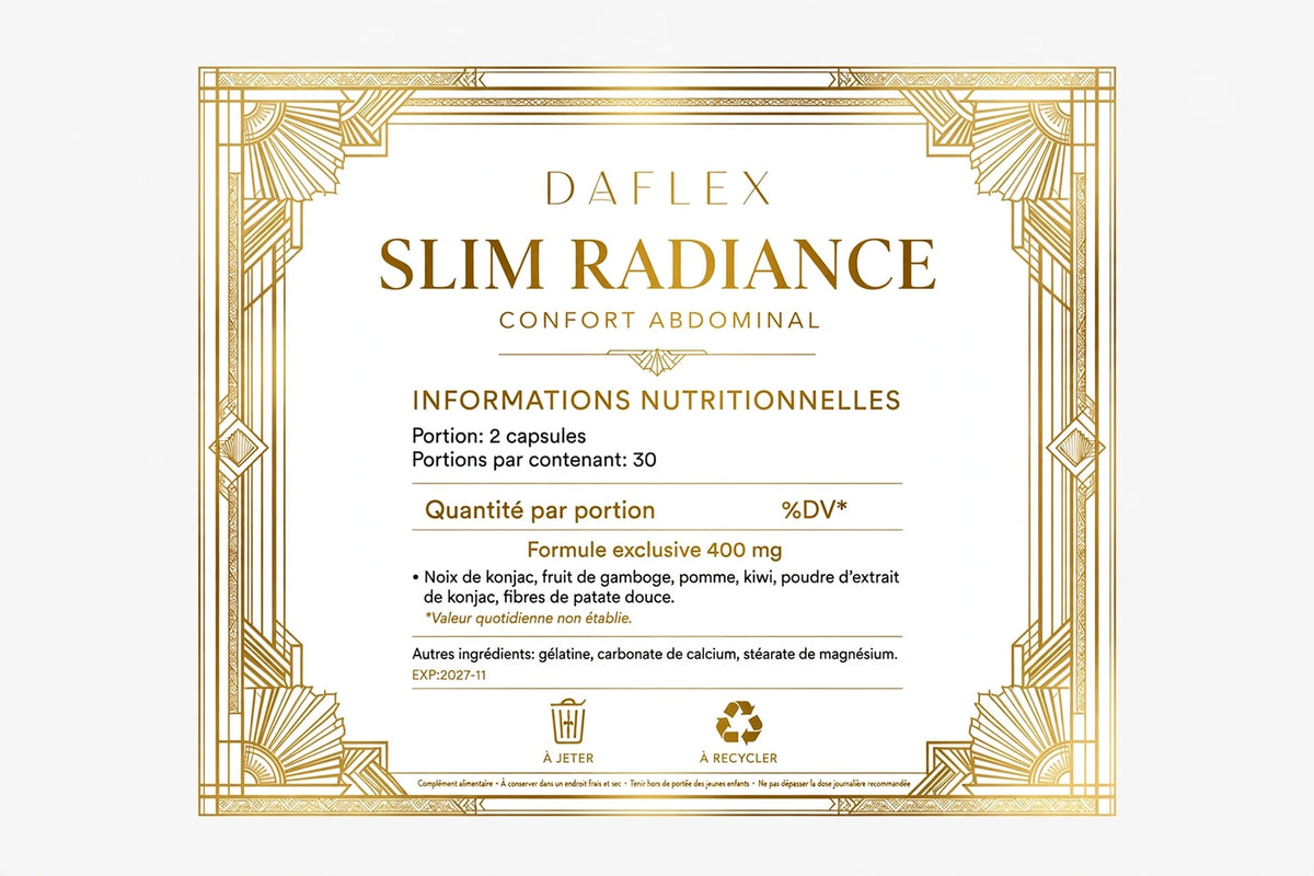 Kit Daflexslim Routine confort Abdominal- Thé détox 28 jours + 60 gélules Légèreté cure 28 jours